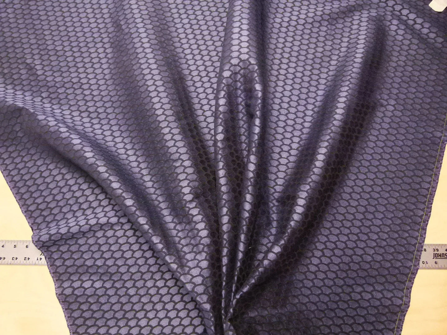 Scalamandre Poseidon Indigo, Deep Blue Neutral Fish Scale Ocean Wave MSRP USD184/Y