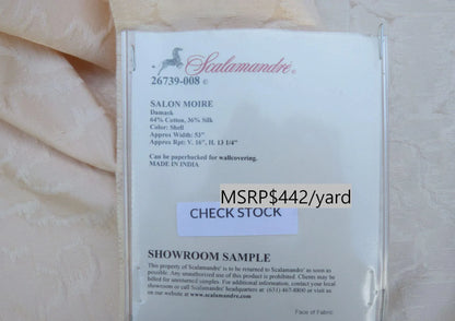 5 Berkbox49 Scalamandre Square Salon Moire Damask Shell Beige MSRP USD 442/yrd