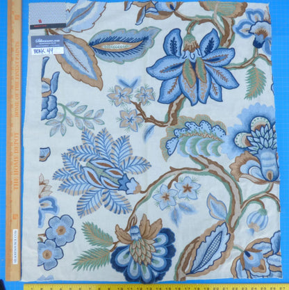 8 Berkbox49 Scalamandre Square Swadeshi Magnolious Cobalt Blue Crewel Embroidery MSRP USD 200+