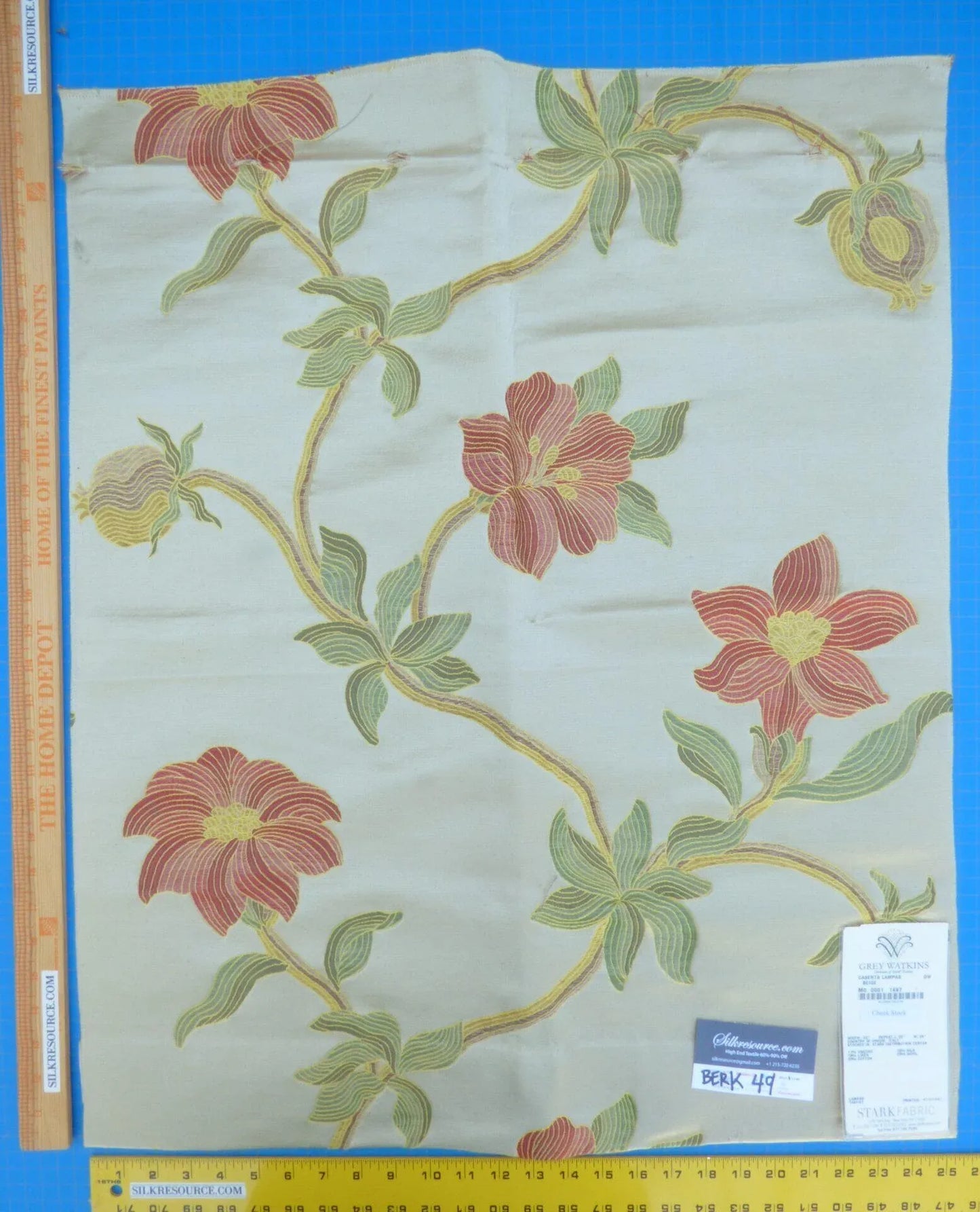 13 Berkbox49 Scalamandre Square Caserta Lampas Beige MSRP USD 496/yard