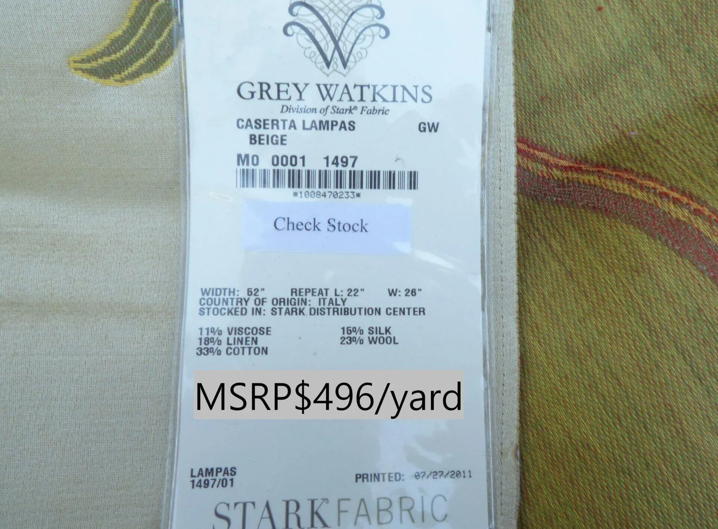 13 Berkbox49 Scalamandre Square Caserta Lampas Beige MSRP USD 496/yard