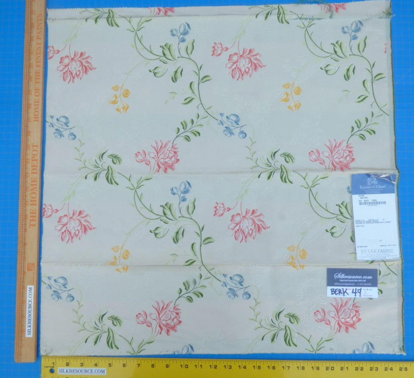 15 Berkbox49 Scalamandre Square Diane Bougie Silk Floral MSRP USD 1000/yard