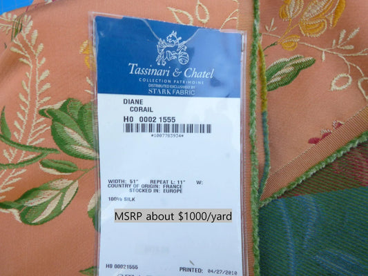 17 Berkbox49 Scalamandre Square Diane Corail Silk Orange MSRP USD 1000/yard