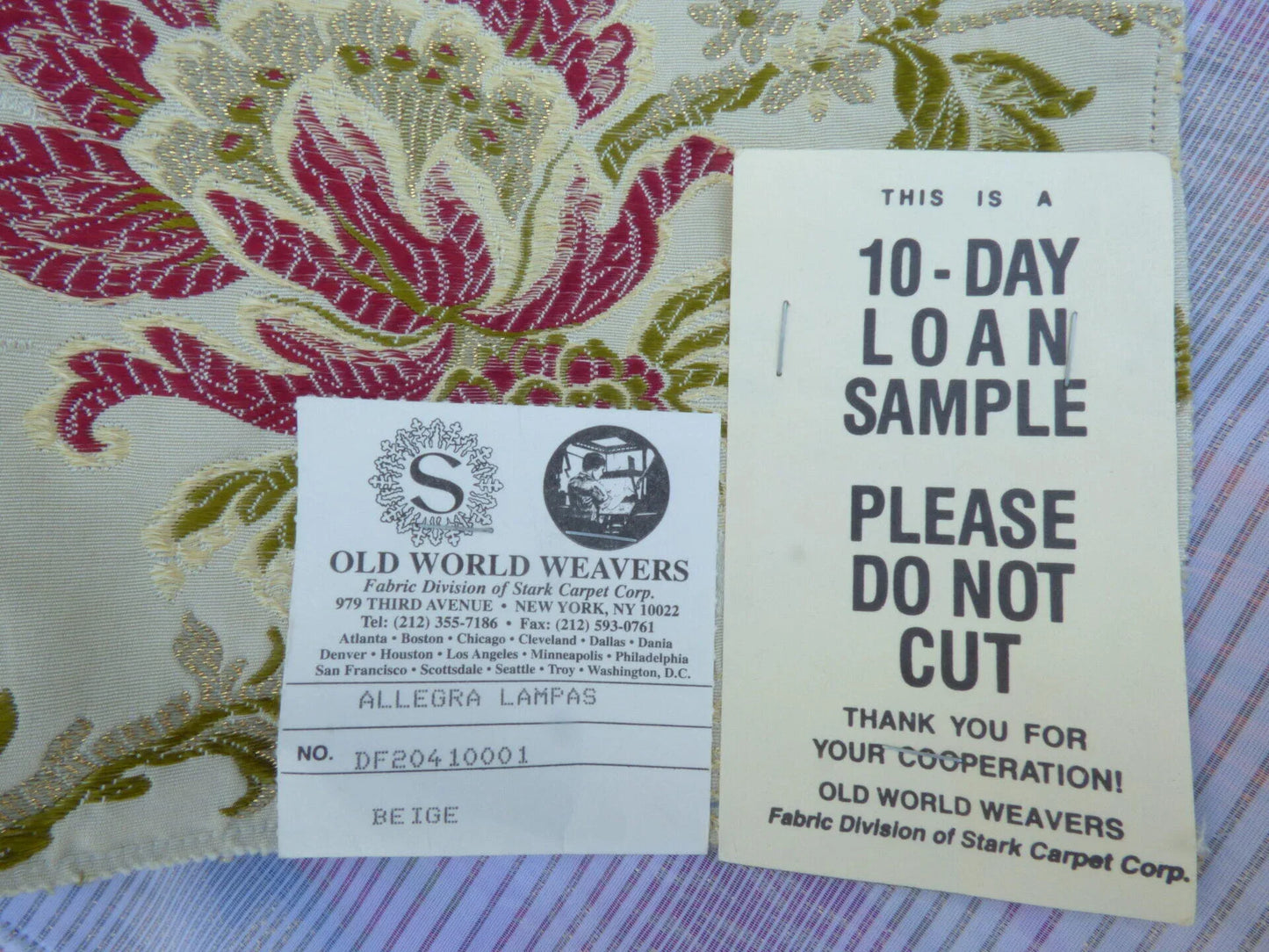 27a Berkbox49 Scalamandre Square Allegra Lampas Beige Floral MSRP USD 796/yard