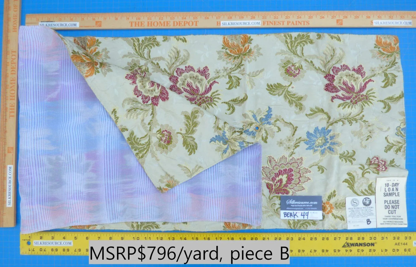 27b Berkbox49 Scalamandre Square Allegra Lampas Beige Floral MSRP USD 796/yard