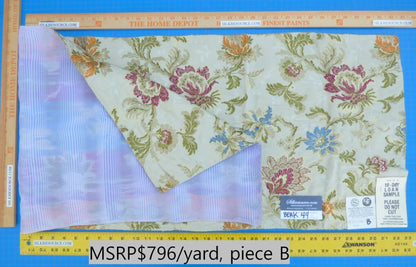27b Berkbox49 Scalamandre Square Allegra Lampas Beige Floral MSRP USD 796/yard