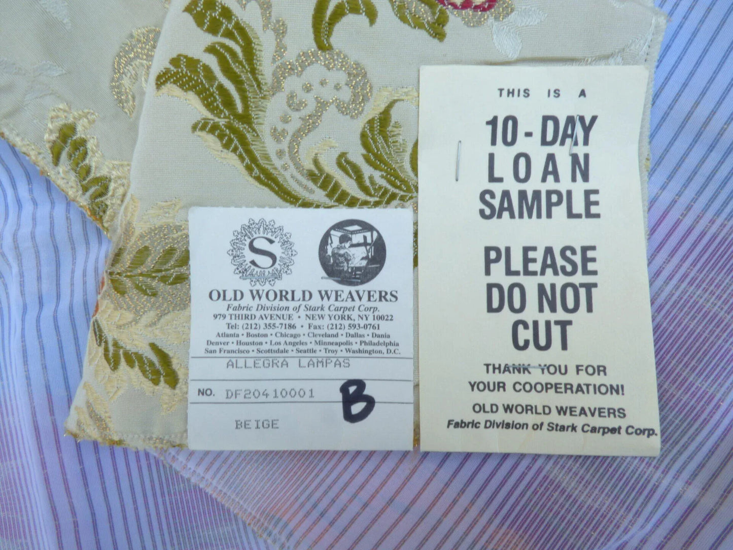 27b Berkbox49 Scalamandre Square Allegra Lampas Beige Floral MSRP USD 796/yard