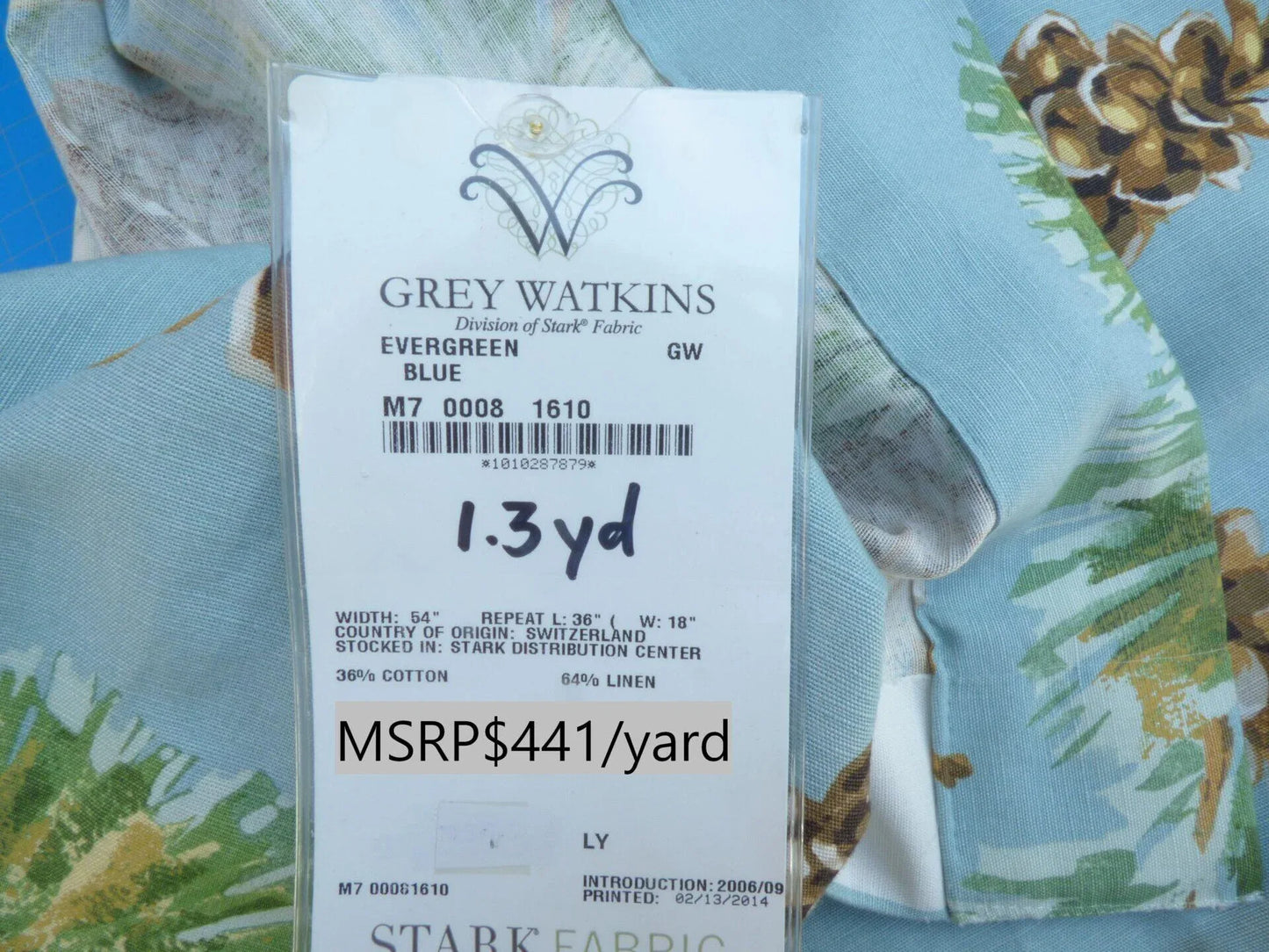 3 Berkbox50 Scalamandre Square Evergreen Blue Print 1.3yd MSRP USD 441/yard