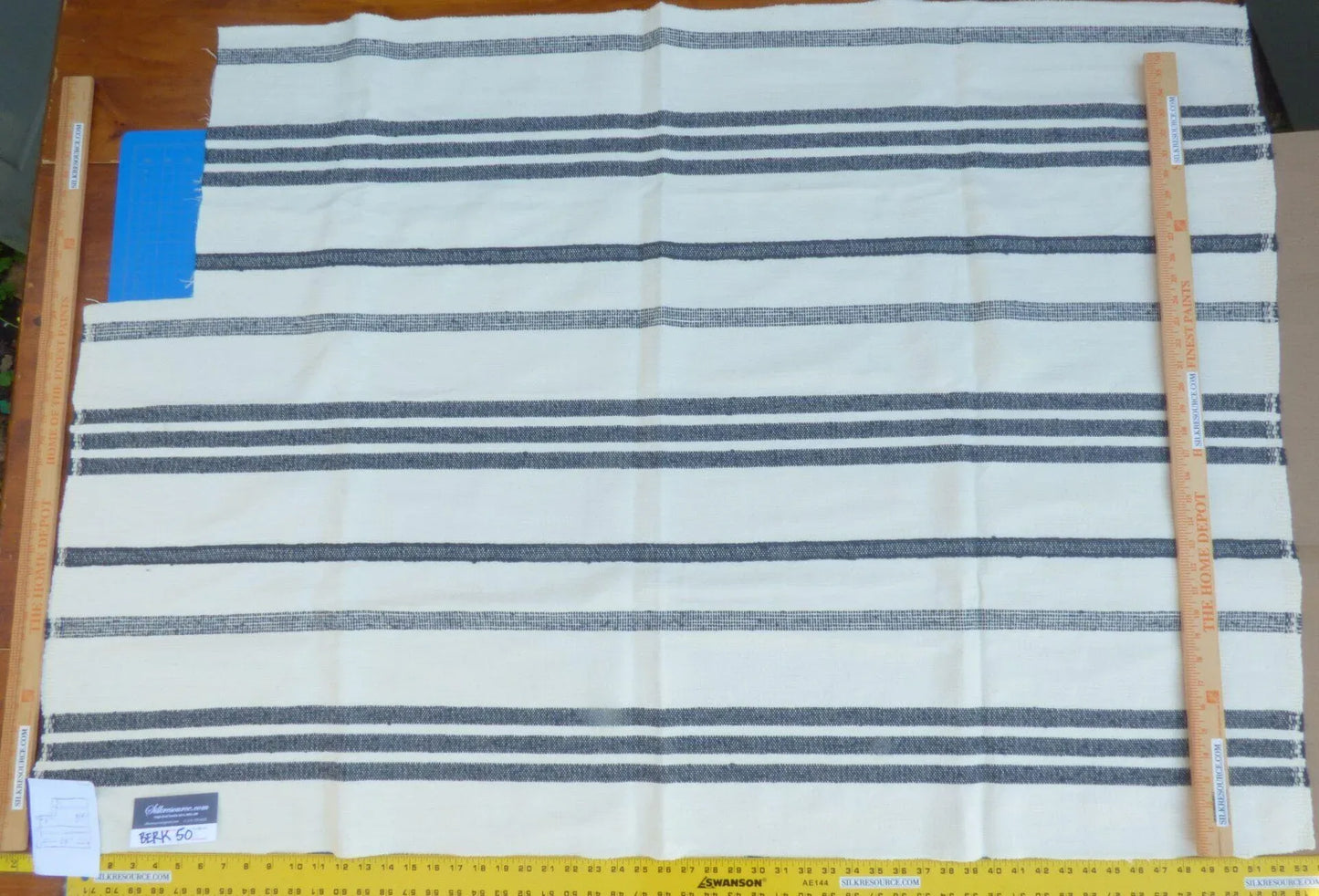 5 Berkbox50 Scalamandre Lelievre Square Marina Stripe White Dark Blue Jacquard Woven MSRP USD 428/yard