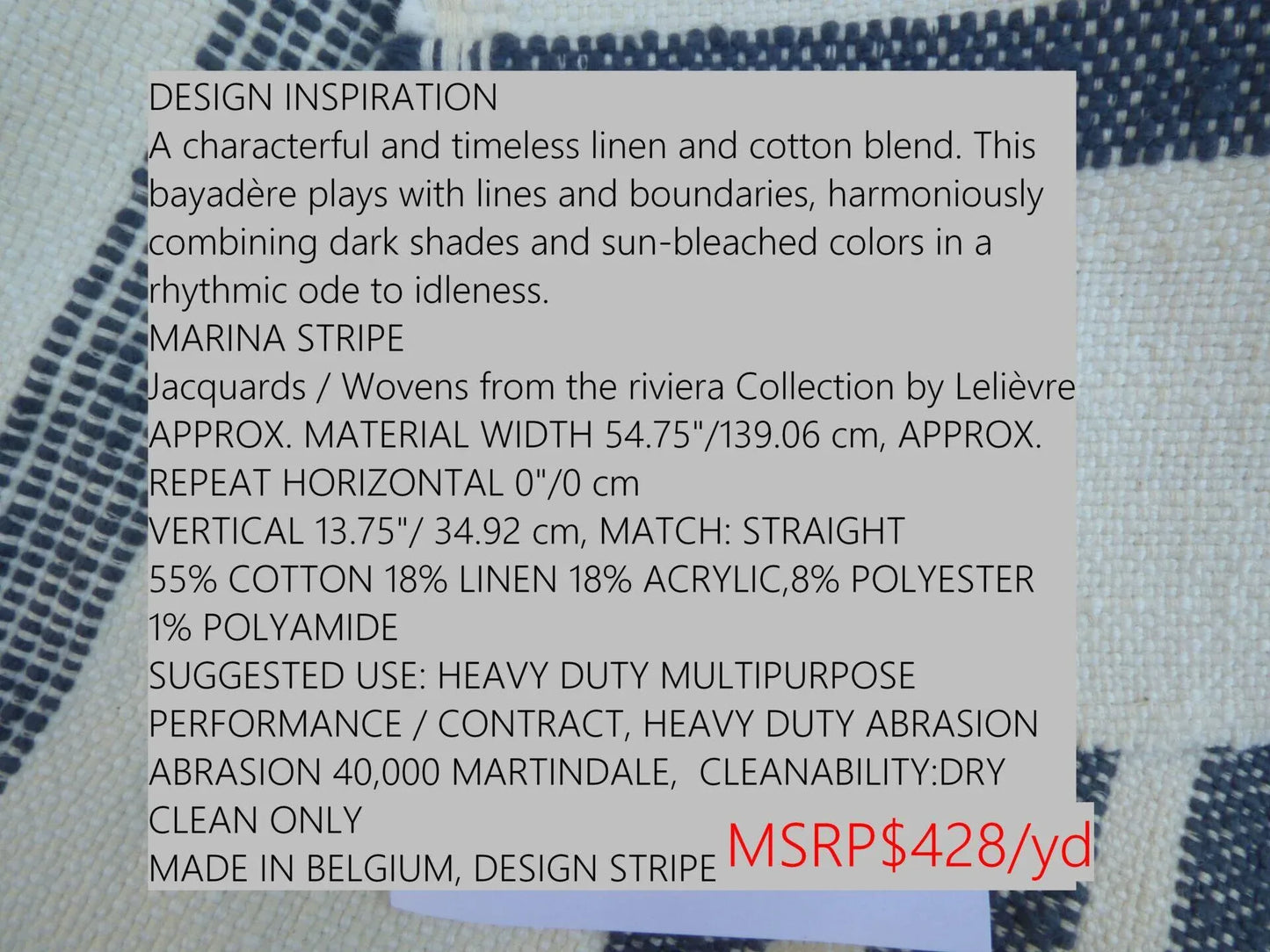 5 Berkbox50 Scalamandre Lelievre Square Marina Stripe White Dark Blue Jacquard Woven MSRP USD 428/yard