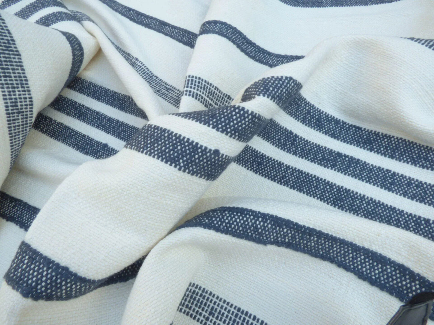 5 Berkbox50 Scalamandre Lelievre Square Marina Stripe White Dark Blue Jacquard Woven MSRP USD 428/yard