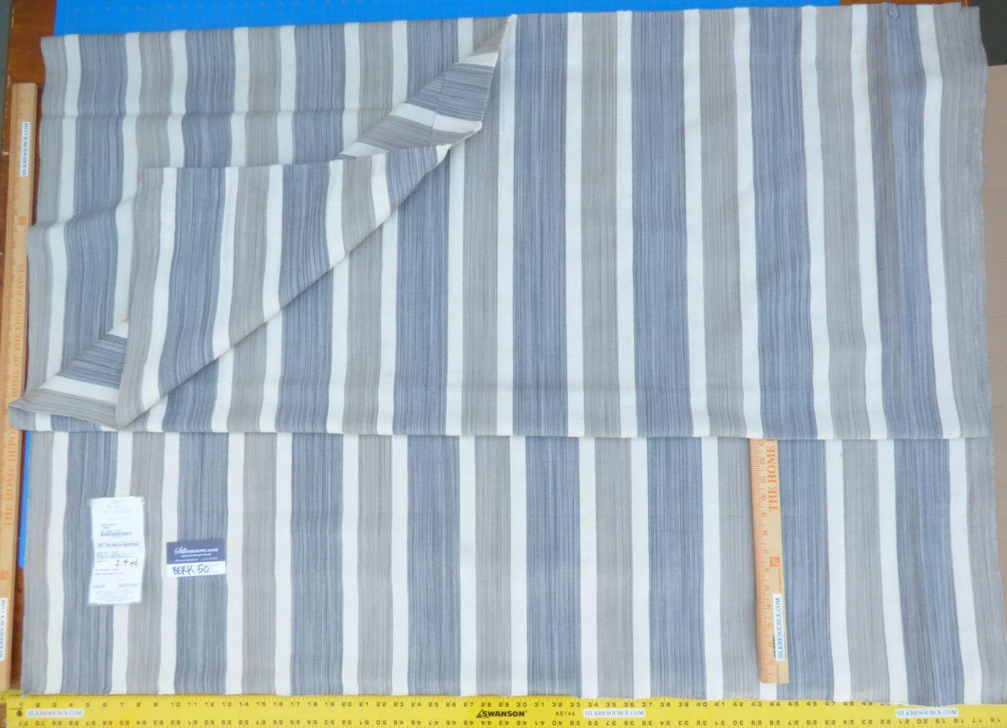 6 Berkbox50 Scalamandre Square Three Rivers Smoke Cotton 2.4yd Stripe