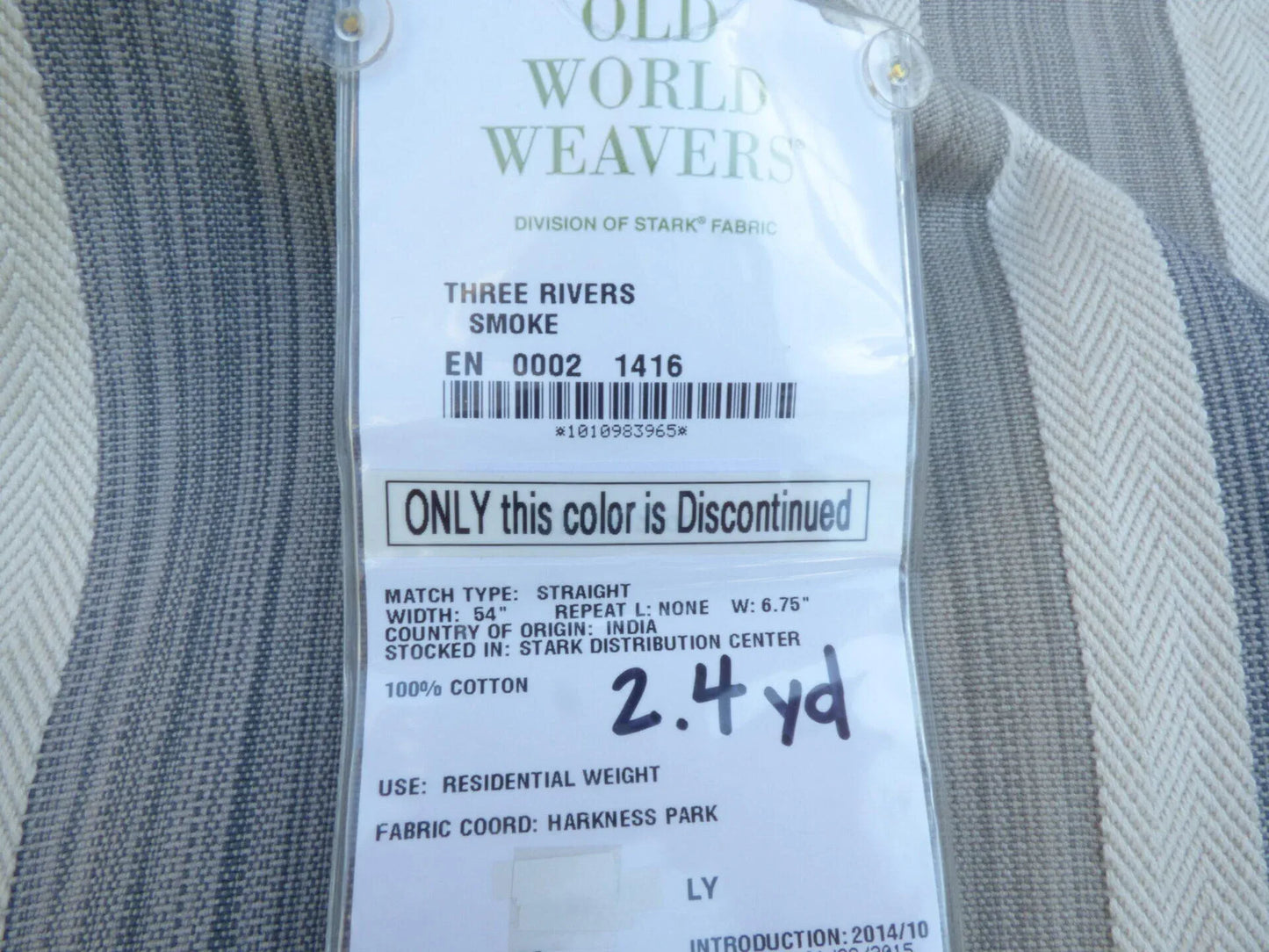 6 Berkbox50 Scalamandre Square Three Rivers Smoke Cotton 2.4yd Stripe