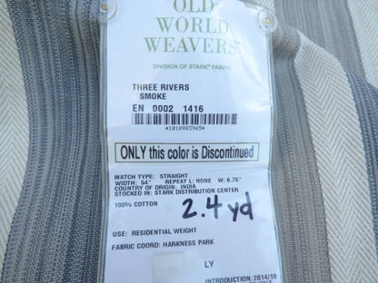 6 Berkbox50 Scalamandre Square Three Rivers Smoke Cotton 2.4yd Stripe