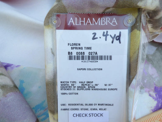 9 Berkbox50 Scalamandre Square Floren Spring Time Cotton 2.4 Yd MSRP USD 120/yrd