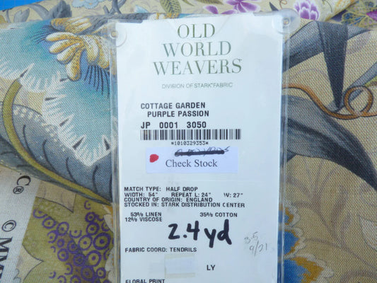 11 Berkbox50 Scalamandre Square Cottage Garden Purple Passion 2.4 Yd MSRP USD 204/yard