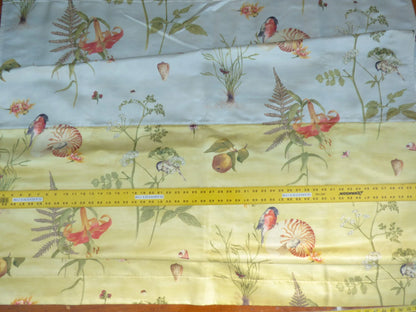 12 Berkbox50 Scalamandre Square Bullfinch &amp; Nautilus Multi On Blue Haze White Yellow Print 1.2+1.2 Yd MSRP USD 456/yard
