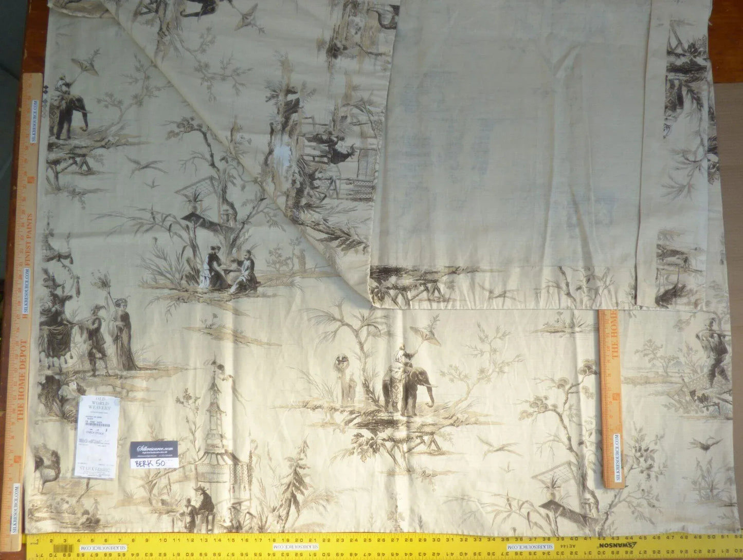 14 Berkbox50 Scalamandre Square 2.4yd Voyage En Chine Black Chinoiserie Asian Garden Elephant MSRP USD 388/Yard