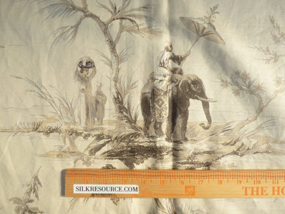 14 Berkbox50 Scalamandre Square 2.4yd Voyage En Chine Black Chinoiserie Asian Garden Elephant MSRP USD 388/Yard