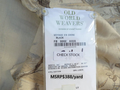 14 Berkbox50 Scalamandre Square 2.4yd Voyage En Chine Black Chinoiserie Asian Garden Elephant MSRP USD 388/Yard