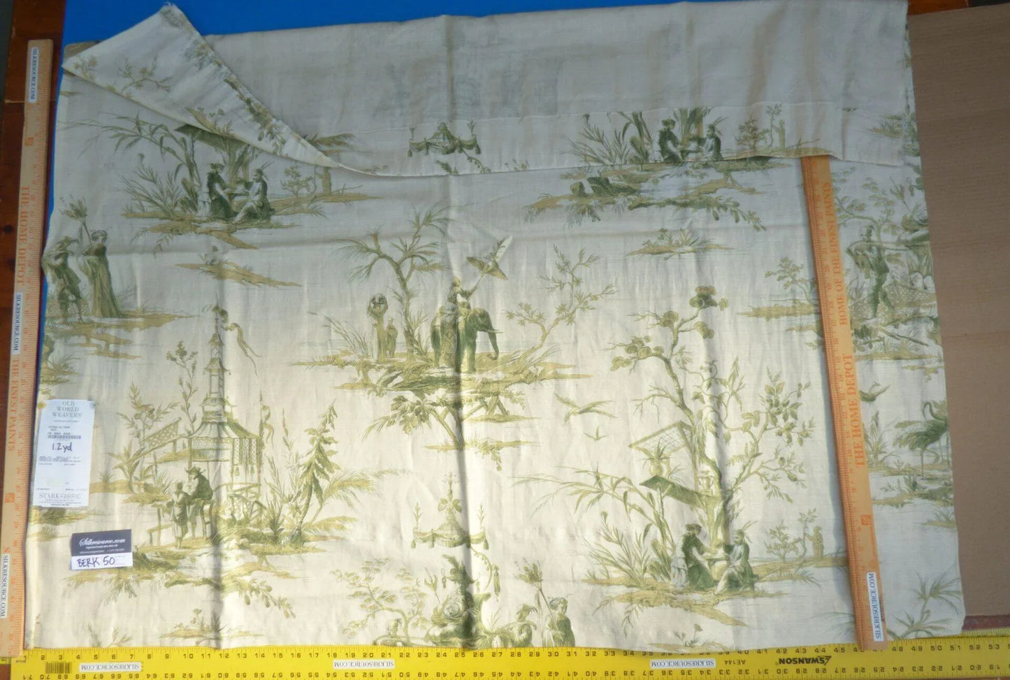 15 Berkbox50 Scalamandre Square 1.2yd Voyage En Chine Vert Chinoiserie Asian Garden Elephant MSRP USD 388/Yard