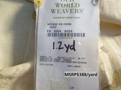 15 Berkbox50 Scalamandre Square 1.2yd Voyage En Chine Vert Chinoiserie Asian Garden Elephant MSRP USD 388/Yard