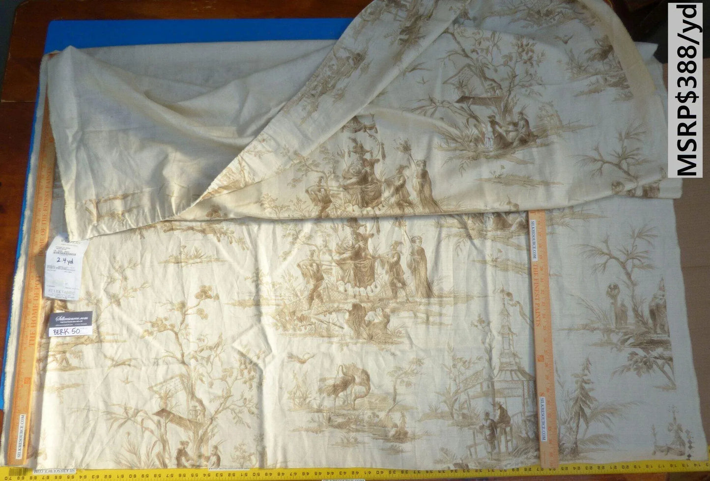 17 Berkbox50 Scalamandre Square 2.4yd Voyage En Chine Beige Chinoiserie Asian Garden Elephant MSRP USD 388/Yard