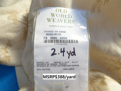 17 Berkbox50 Scalamandre Square 2.4yd Voyage En Chine Beige Chinoiserie Asian Garden Elephant MSRP USD 388/Yard