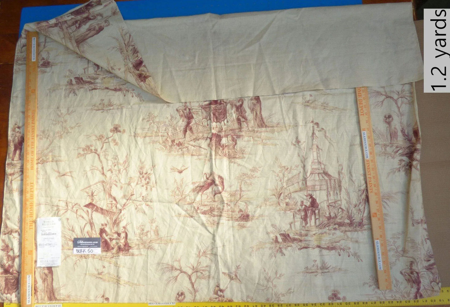 18 Berkbox50 Scalamandre Square 1.2yd Voyage En Chine Mauve Dark Purple Red Chinoiserie Asian Garden Elephant MSRP USD 388/Yard