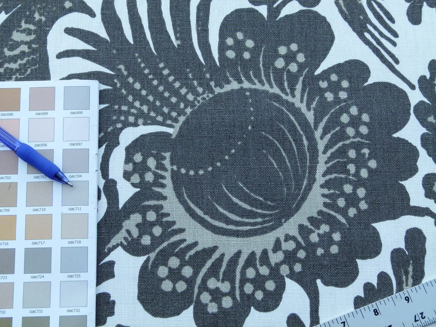 Scalamandre Resist Print Taupe Bird Tree of Life Gray White Pomegranate 100% Linen MSRP USD 300/Y