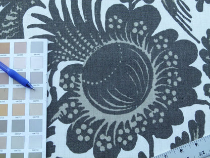 Scalamandre Resist Print Taupe Bird Tree of Life Gray White Pomegranate 100% Linen MSRP USD 300/Y