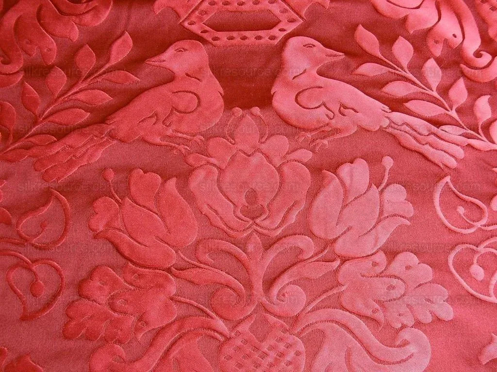 Scalamandre Love Bird Georgian Red100% Silk Damask MSRP USD 664