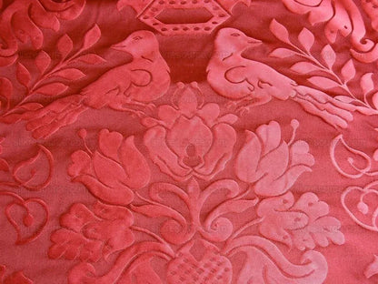 Scalamandre Love Bird Georgian Red100% Silk Damask MSRP USD 664