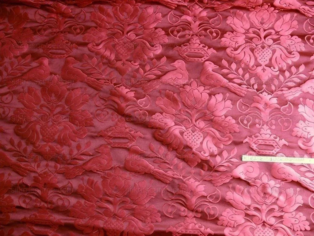 Scalamandre Love Bird Georgian Red100% Silk Damask MSRP USD 664