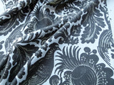 Scalamandre Resist Print Taupe Bird Tree of Life Gray White Pomegranate 100% Linen MSRP USD 300/Y