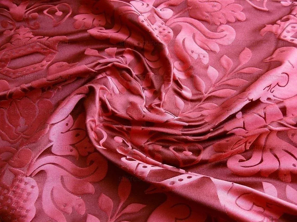 Scalamandre Love Bird Georgian Red100% Silk Damask MSRP USD 664