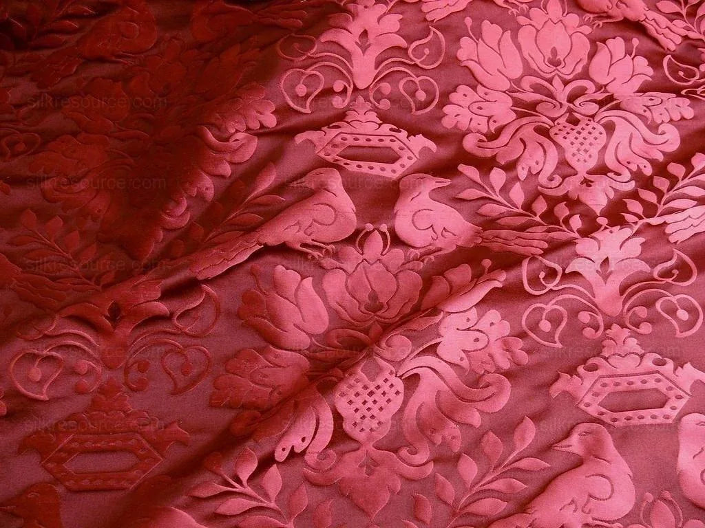 Scalamandre Love Bird Georgian Red100% Silk Damask MSRP USD 664