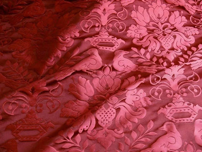 Scalamandre Love Bird Georgian Red100% Silk Damask MSRP USD 664