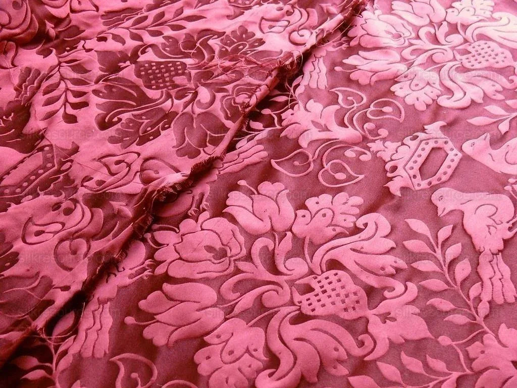 Scalamandre Love Bird Georgian Red100% Silk Damask MSRP USD 664