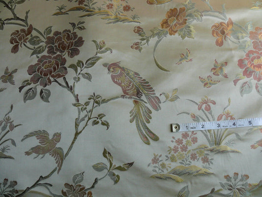 100% Silk Lampas Bird of Paradise Tree-peony Chinoisery Gold Custom Order