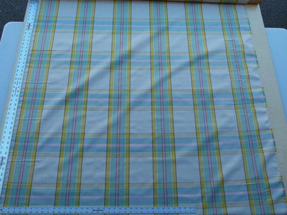 By Yard Scalamandre Riviera Plaid Fh Cream Multi Colorful Rainbow Mediterranean MSRP USD 216/Y