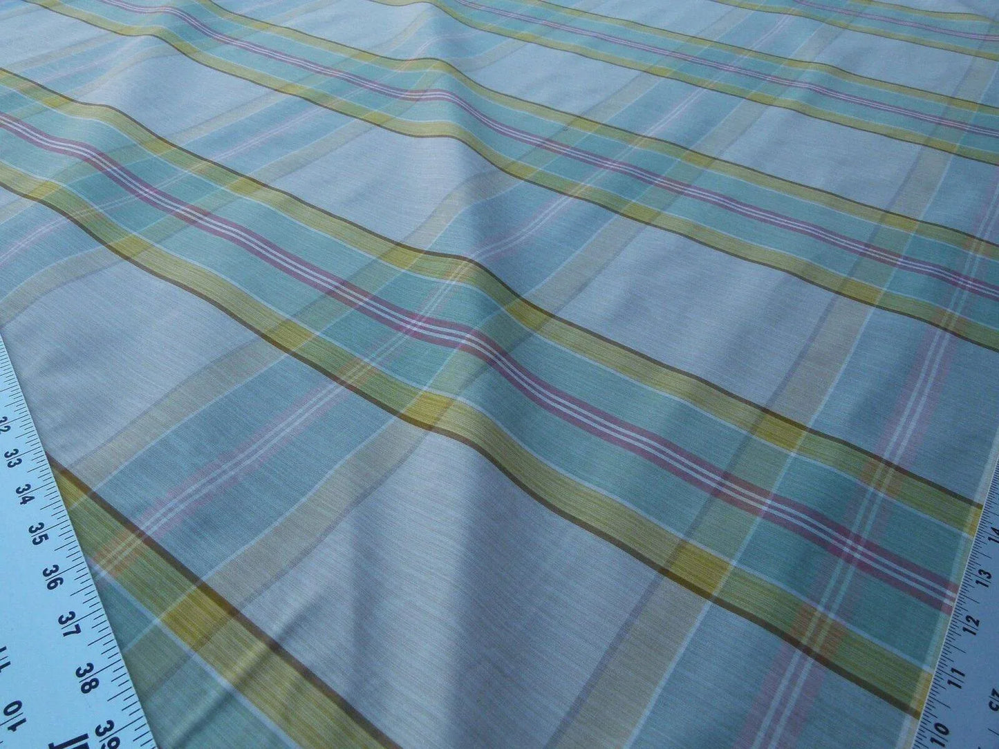 By Yard Scalamandre Riviera Plaid Fh Cream Multi Colorful Rainbow Mediterranean MSRP USD 216/Y