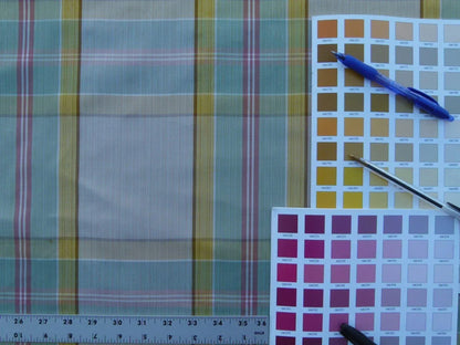 By Yard Scalamandre Riviera Plaid Fh Cream Multi Colorful Rainbow Mediterranean MSRP USD 216/Y