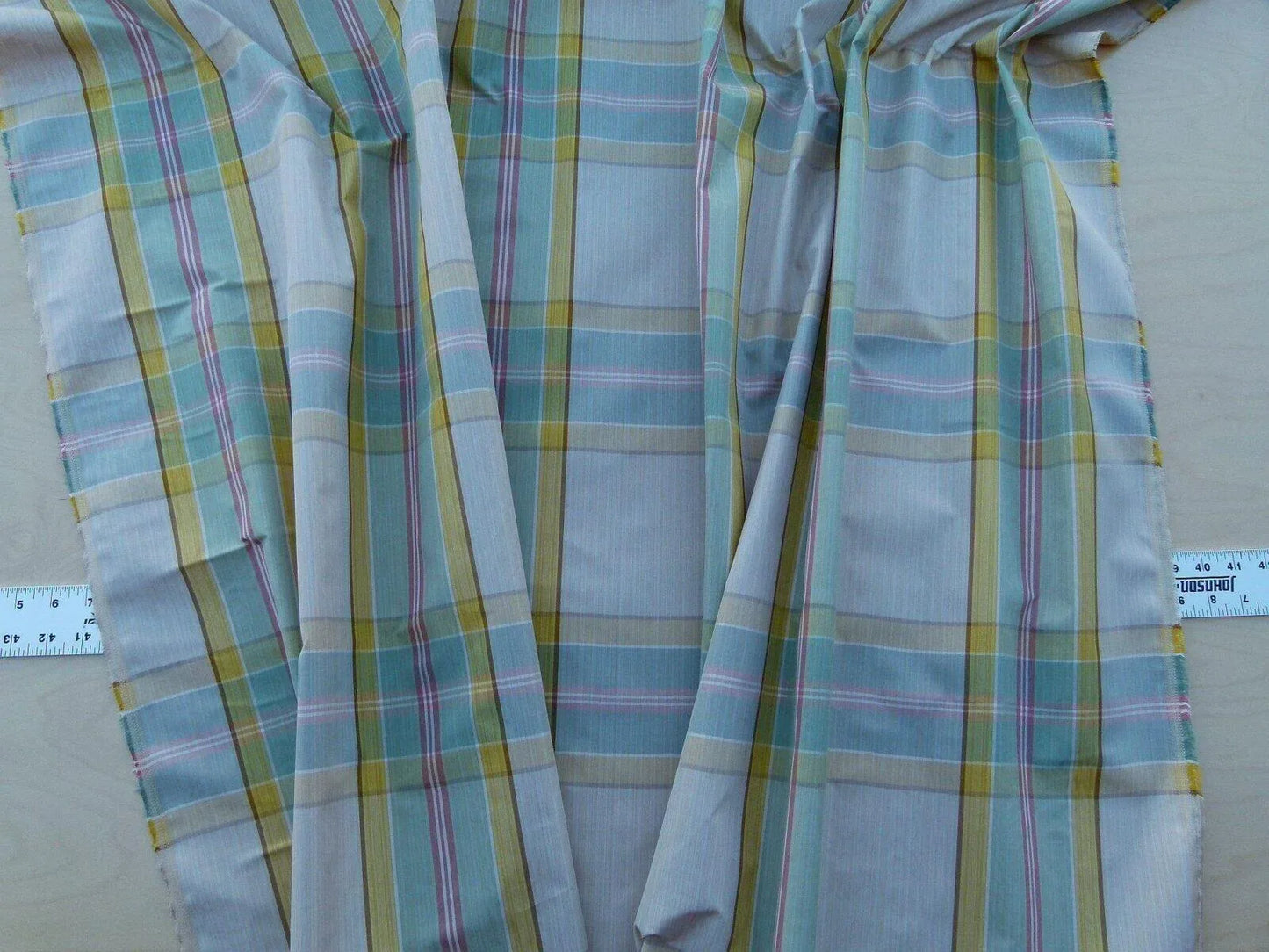 By Yard Scalamandre Riviera Plaid Fh Cream Multi Colorful Rainbow Mediterranean MSRP USD 216/Y