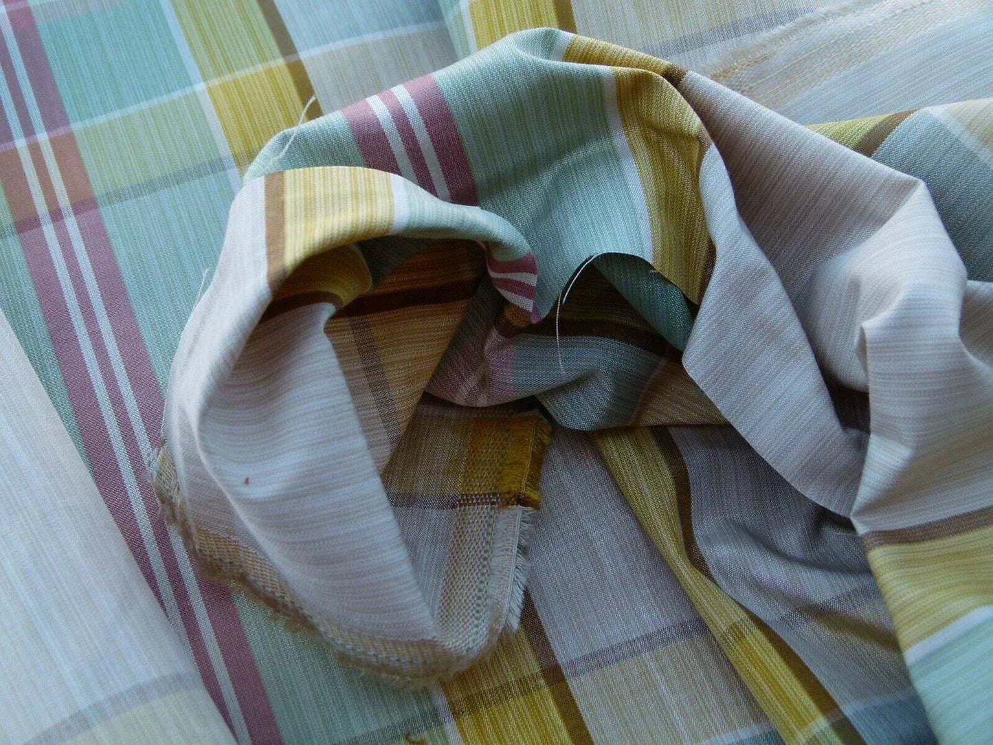 By Yard Scalamandre Riviera Plaid Fh Cream Multi Colorful Rainbow Mediterranean MSRP USD 216/Y