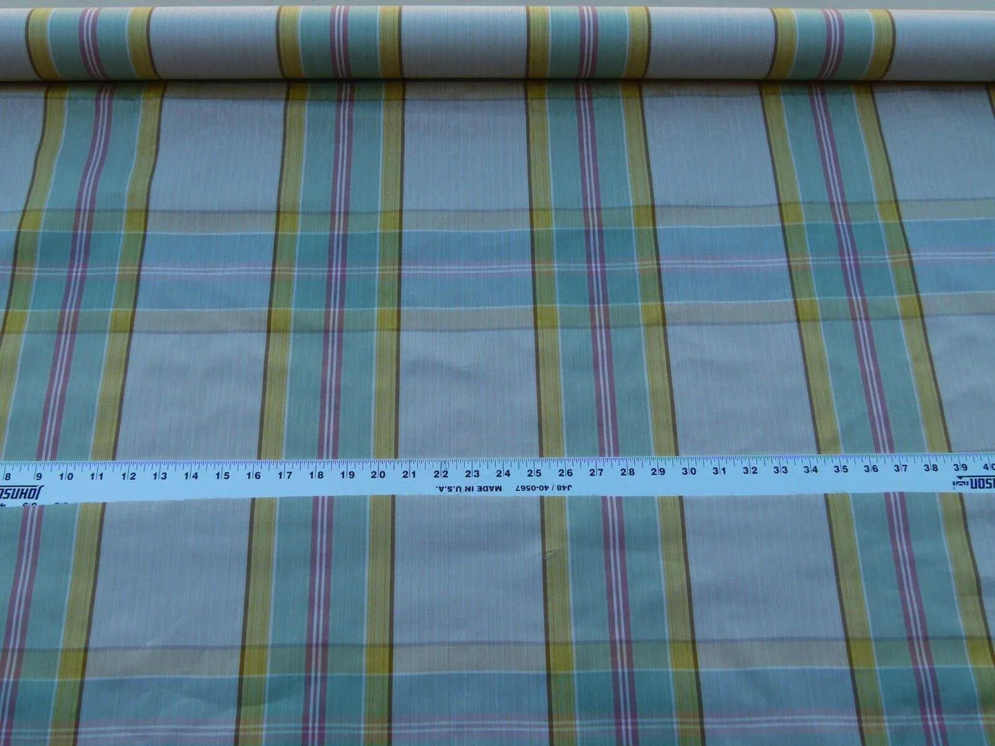 By Yard Scalamandre Riviera Plaid Fh Cream Multi Colorful Rainbow Mediterranean MSRP USD 216/Y