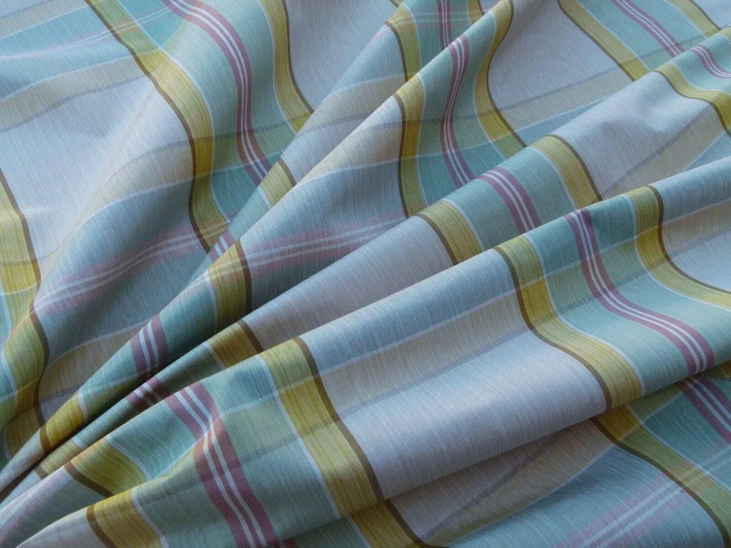 By Yard Scalamandre Riviera Plaid Fh Cream Multi Colorful Rainbow Mediterranean MSRP USD 216/Y