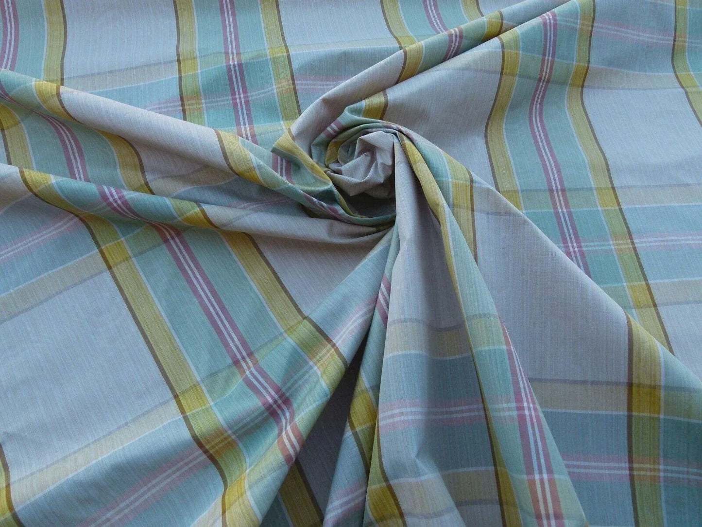 By Yard Scalamandre Riviera Plaid Fh Cream Multi Colorful Rainbow Mediterranean MSRP USD 216/Y
