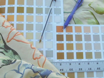 Scalamandre Fantasy Garden "apricot" Blues Cream Purple Green Pink Silk Print Embroidery MSRP USD 342/Y