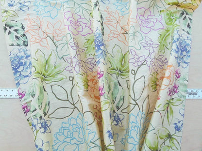 Scalamandre Fantasy Garden "apricot" Blues Cream Purple Green Pink Silk Print Embroidery MSRP USD 342/Y